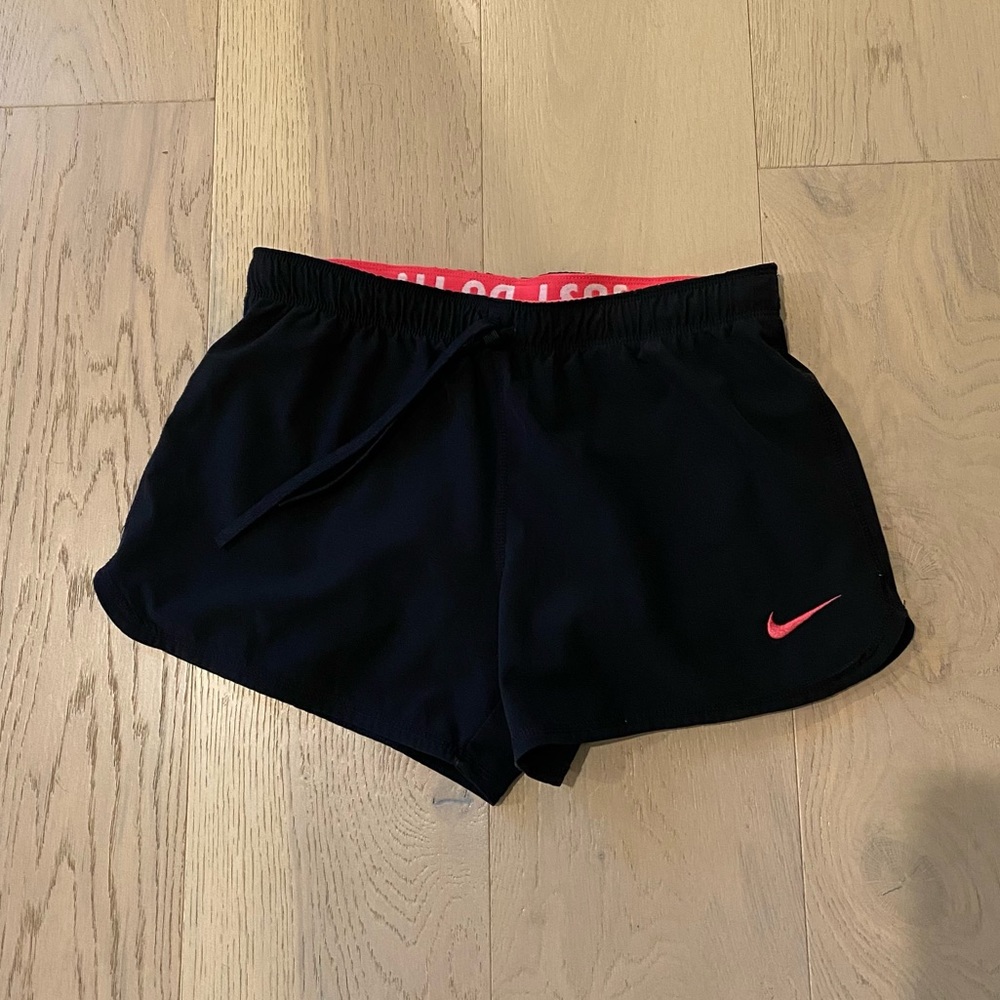 Nike Women's Dri-Fit workout Running Shorts black and pink